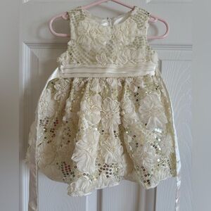 Elegant Cream Floral Dress with Sequins